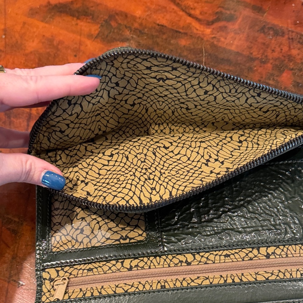 HOBO Dark Green Patent Envelope Wallet Clutch (CLSH) - Picture 6 of 9